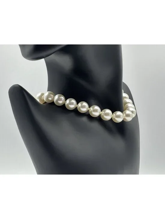 Vintage 12mm Faux Pearl Necklace/Choker Adjustable Length Marked "Japan" on Hook - Picture 7 of 14